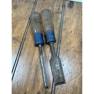 Vintage Crown CRAFTSMAN Woodworking BEVEL EDGE Chisels 36805 36802 USA